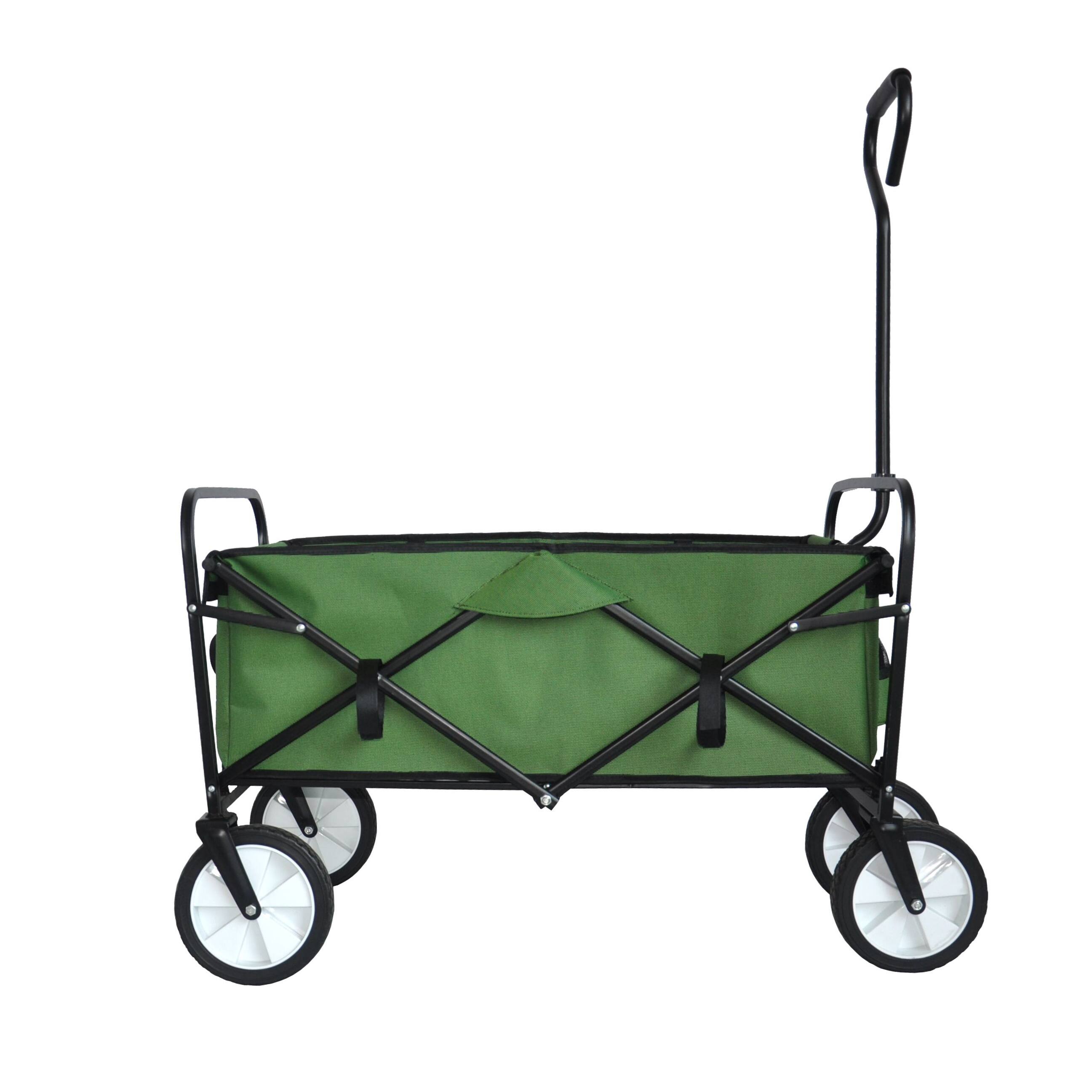 Back. APRILSOUL - Folding Wagon Garden Shopping Beach Cart Green - Grass Green.