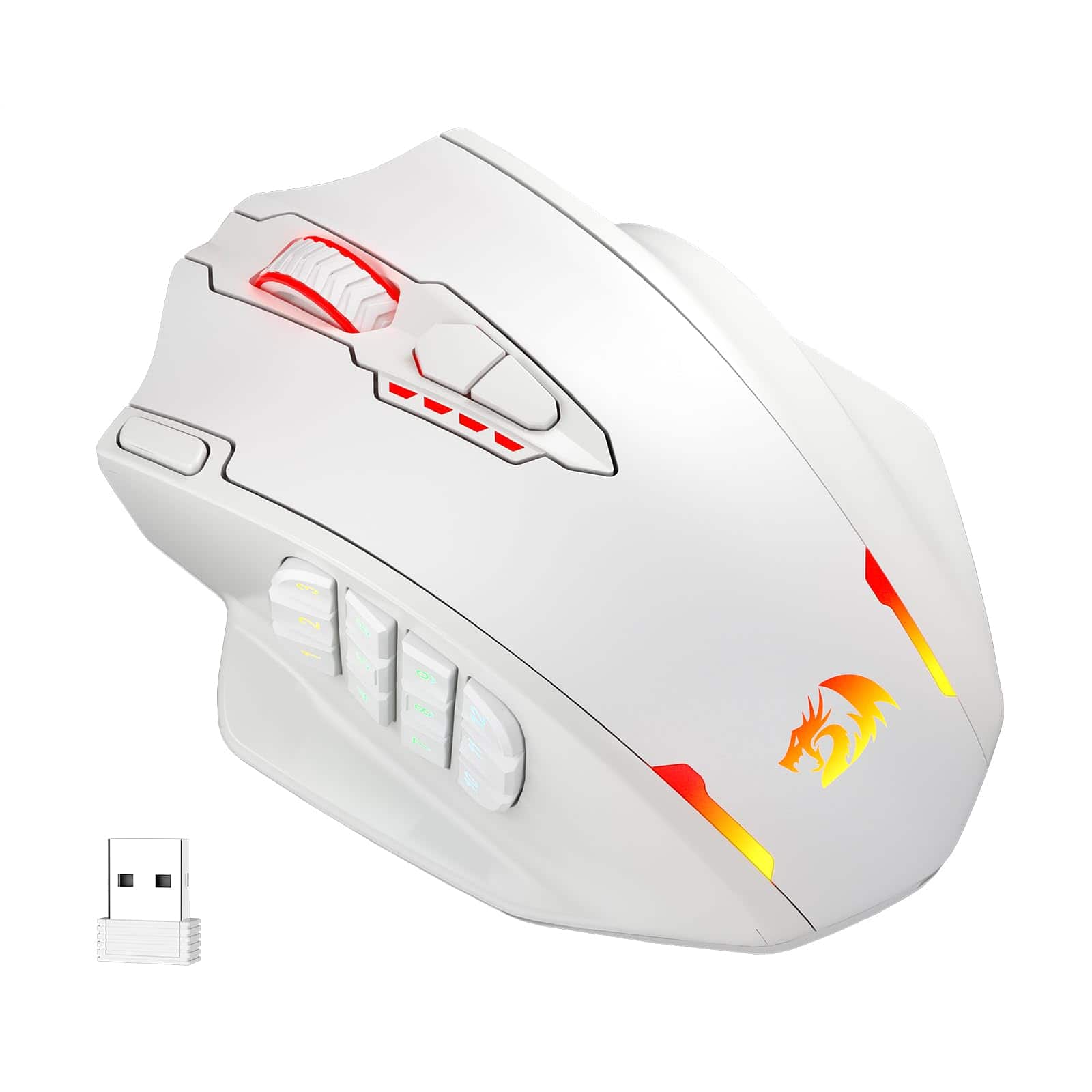 Cozy Serene - Mouse LED M908 Impact Rgb Mmo Gaming With Side Buttons Optical Wired Max 400dpi High - Wireless - White-Wireless M913
