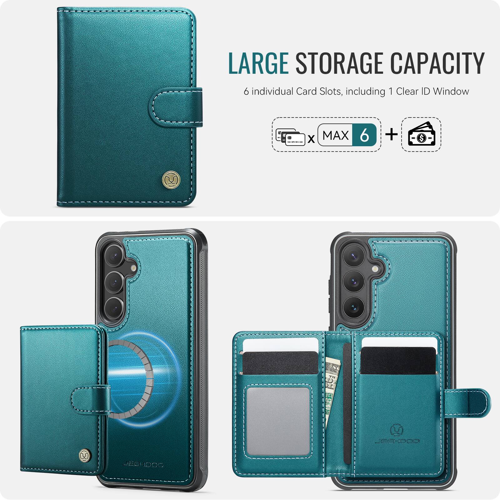 LARGE STORAGE CAPACITY  
6 individual Card Slots, including 1 Clear ID Window  
x MAX 6 +