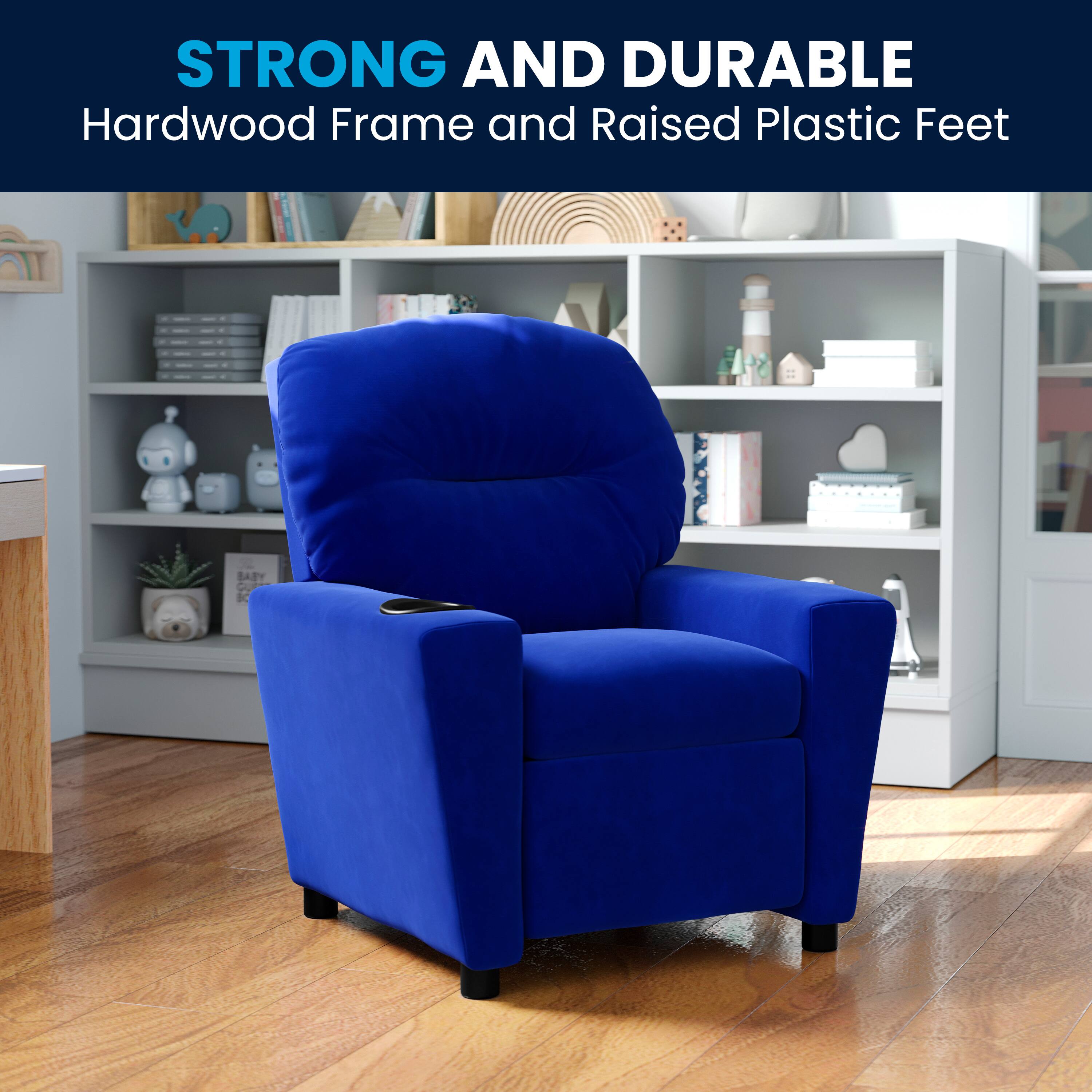 STRONG AND DURABLE  
Hardwood Frame and Raised Plastic Feet