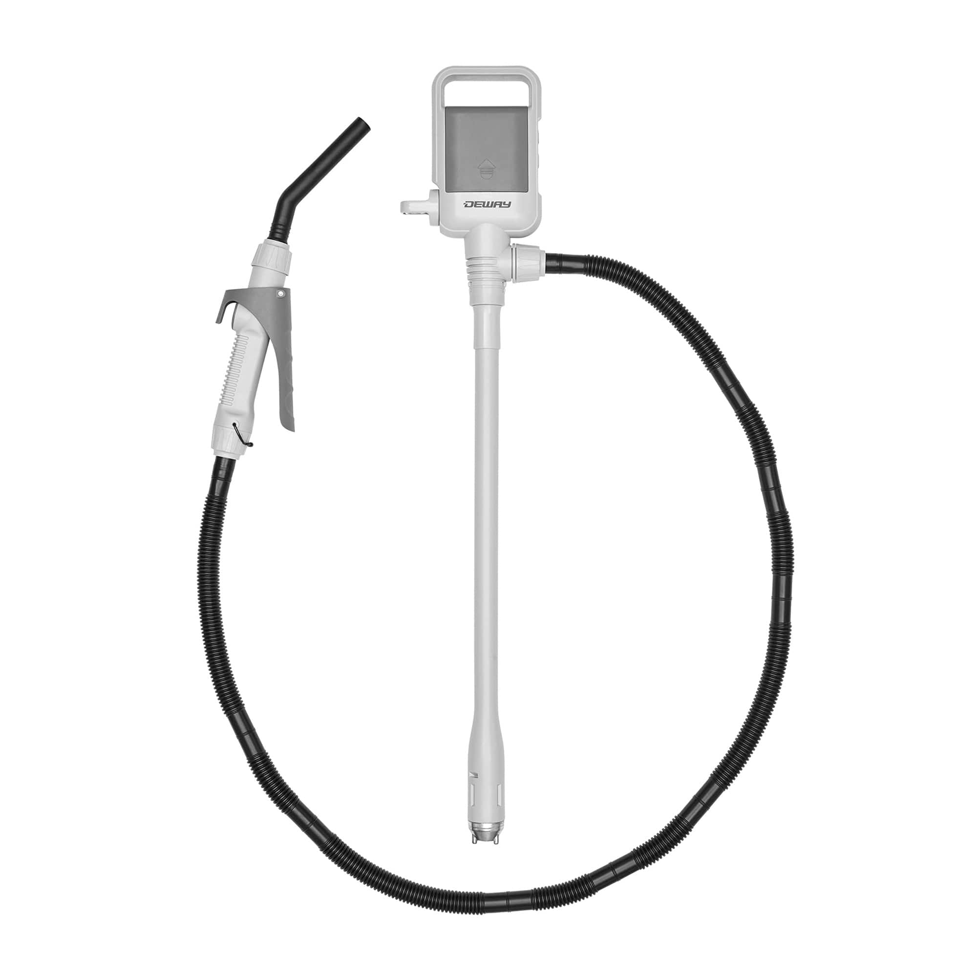 Deway - Automatic Fuel Transfer Pump W/Plastic Hose & Nozzle for Flow Control & Stop, Fits All Cans - Grey