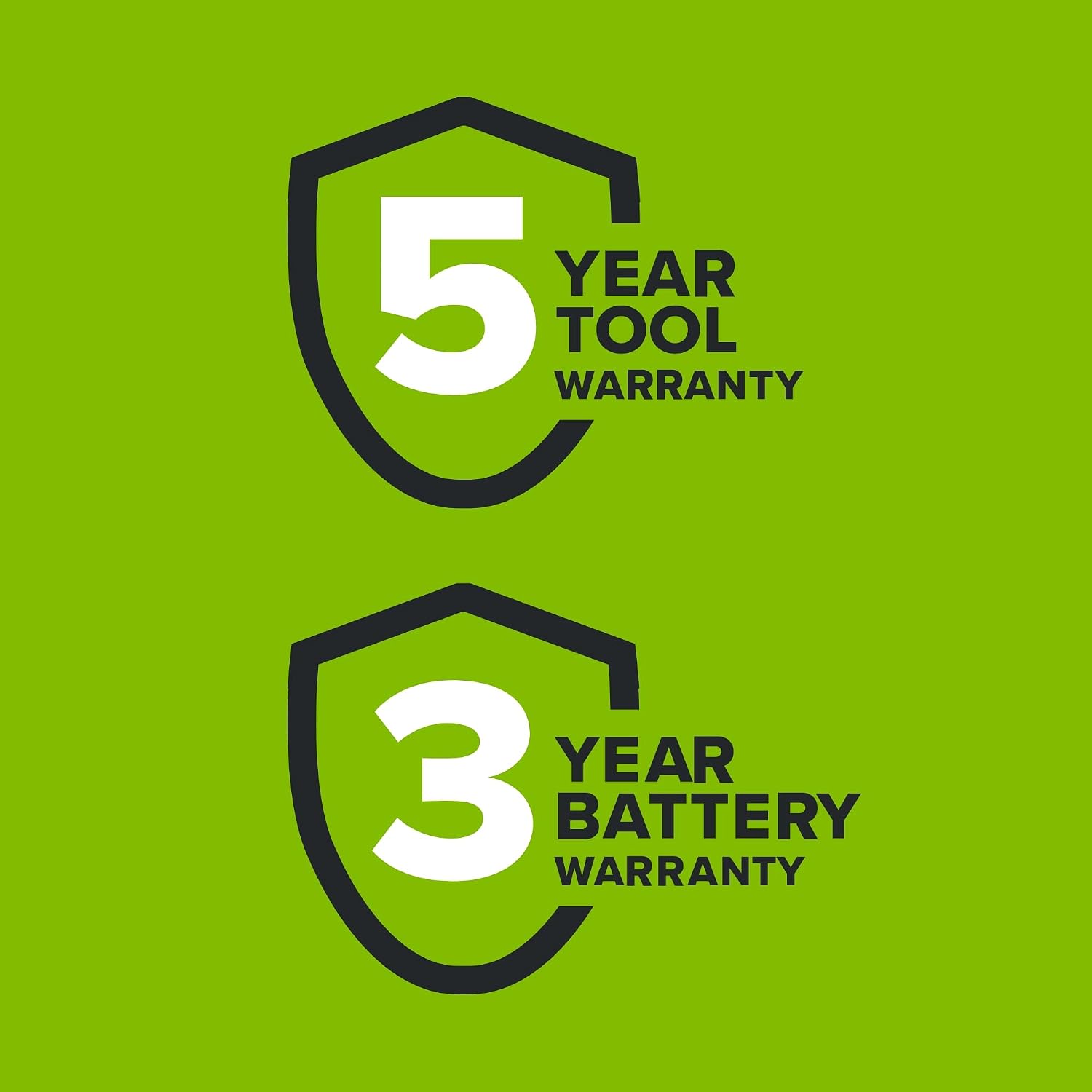 5 YEAR TOOL WARRANTY  
3 YEAR BATTERY WARRANTY