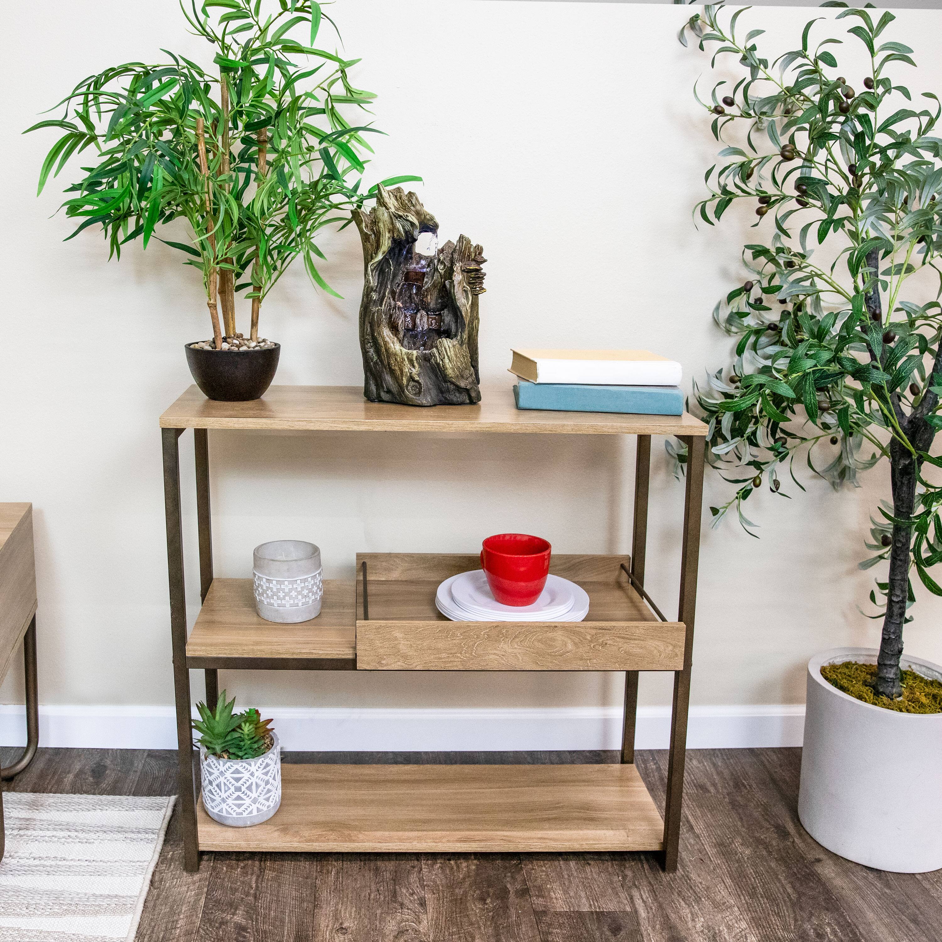 Alt View 10. Sunnydaze - Cascading Caves Polyresin Indoor Water Fountain with LED - 14 in - Light Brown.