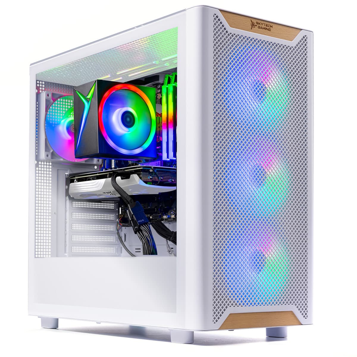 Skytech Gaming - Skytech CHRONOS3 - AMD Ryzen 7 7700, AMD Radeon RX 9060XT 8GB, 32GB 5200 MHz DDR5 RAM, 650W GOLD PSU - White