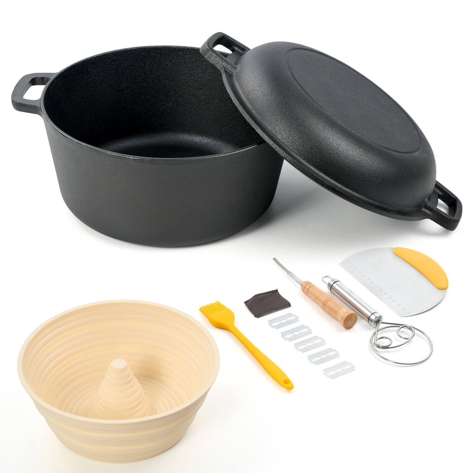 Alt View 4. MOOSOO - 6.5 Quart Cast Iron Dutch Oven for Baking Bread, Deep frying, Slow Cooking, Camping, and BBQ - Black.