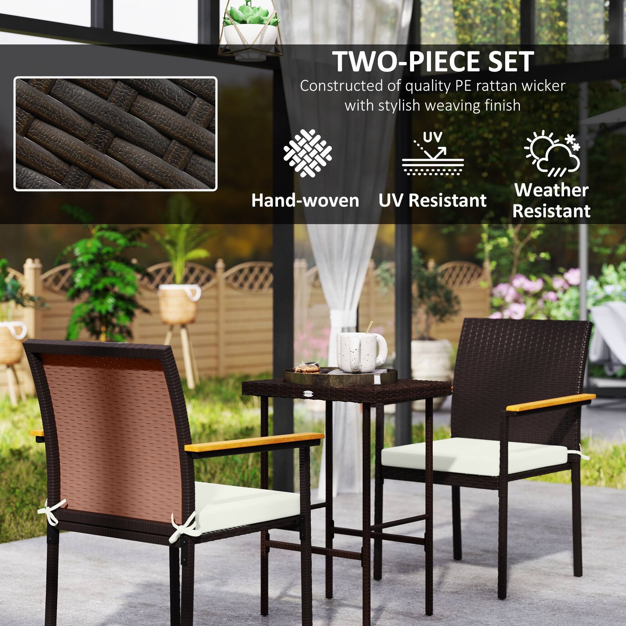 TWO-PIECE SET  
Constructed of quality PE rattan wicker with stylish weaving finish  

- Hand-woven  
- UV Resistant  
- Weather Resistant