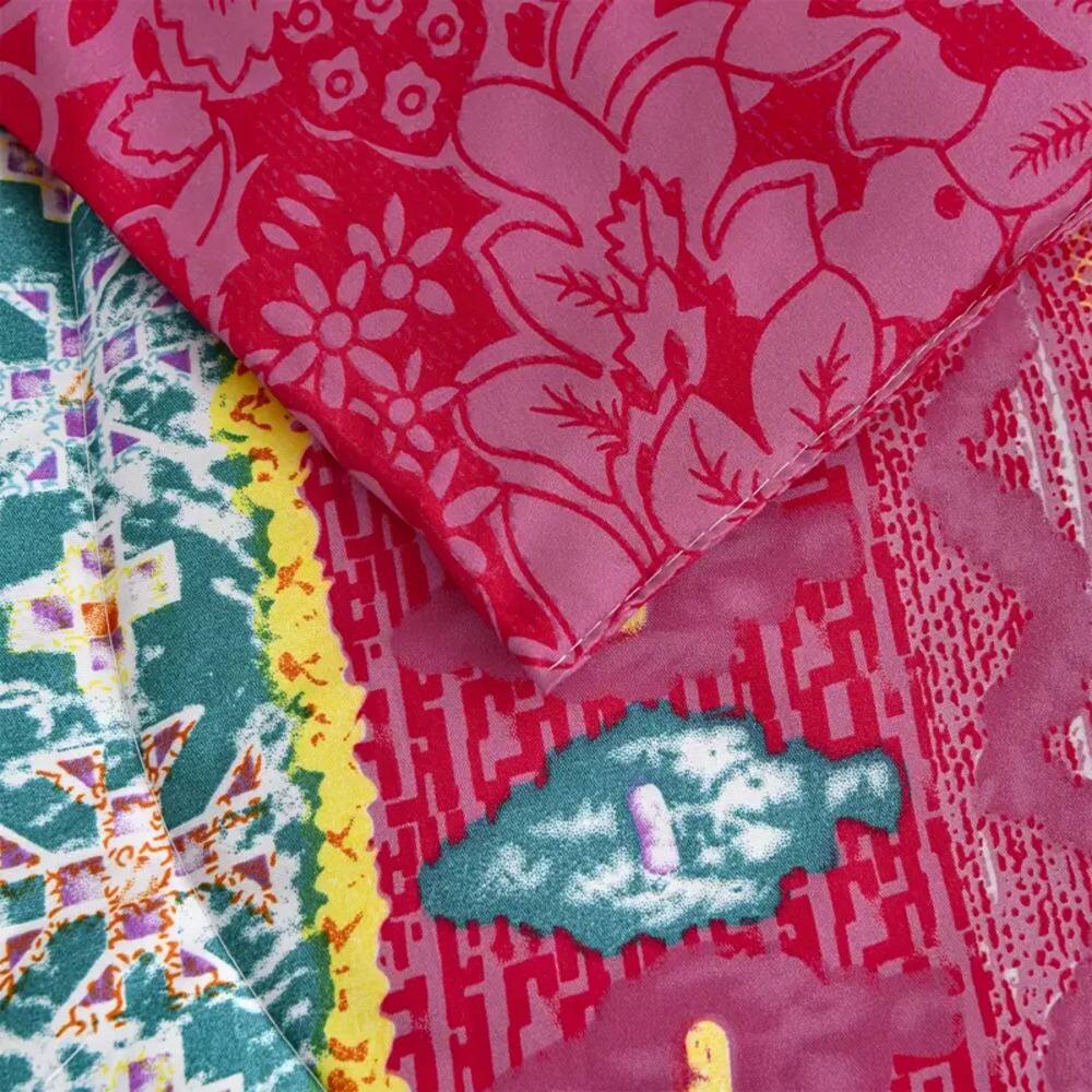 Alt View 1. Shatex - Fuchsia striped twin 2 pieces comforter set, fresh, bright, soft, and skin-friendly, available in multiple sizes - red.