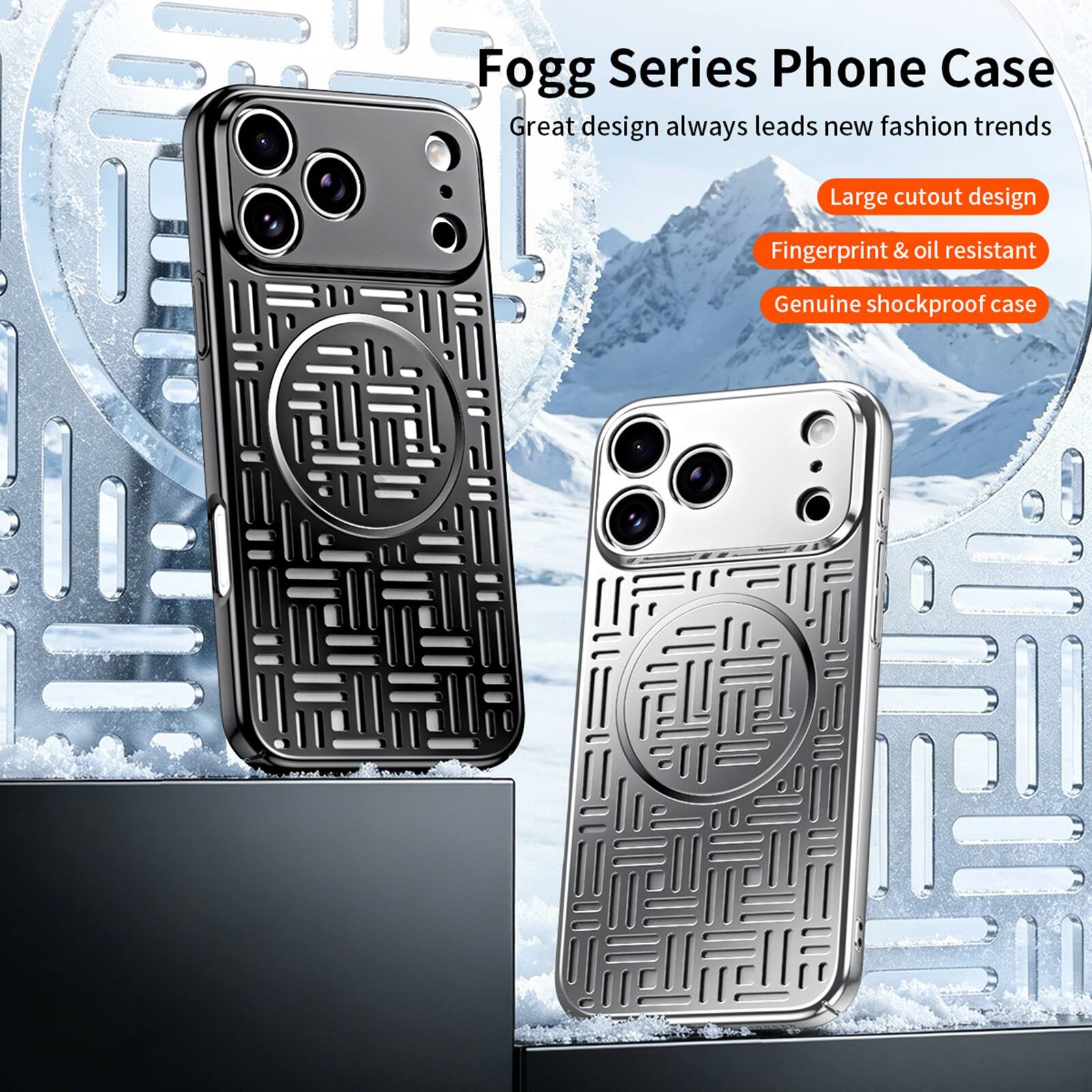 Fogg Series Phone Case  
Great design always leads new fashion trends  
Large cutout design  
Fingerprint & oil resistant  
Genuine shockproof case