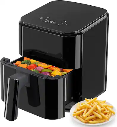 Front. Sweet - 3QT Air Fryer, Small Compact AirFryer with Digital PP Touch Panel - Black.