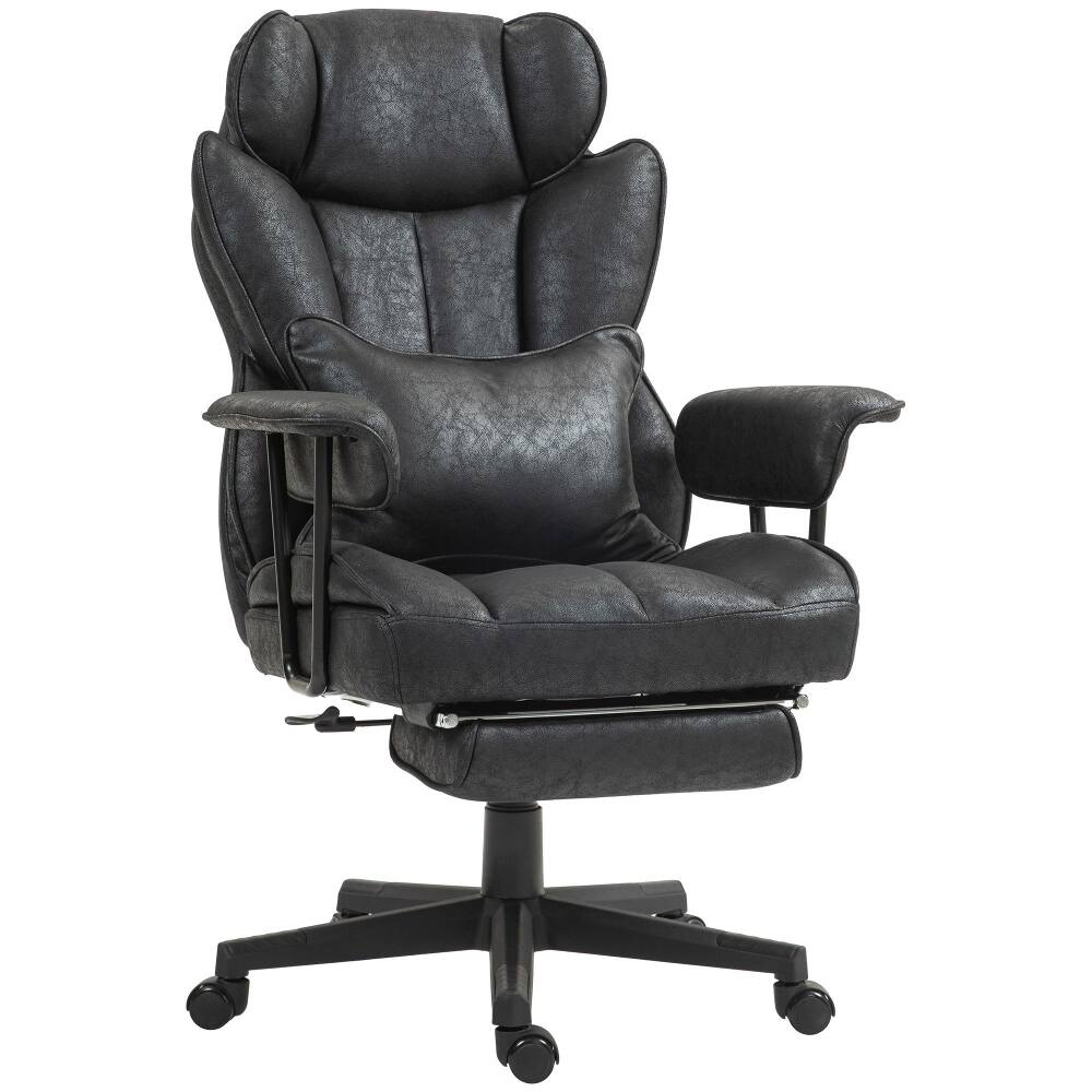 Alt View 7. Loheer - Loheer Big & Tall Office Chair, Heavy-Duty 396 lbs, Footrest, Lumbar Support, Reclining Executive Chair, Black - Black.