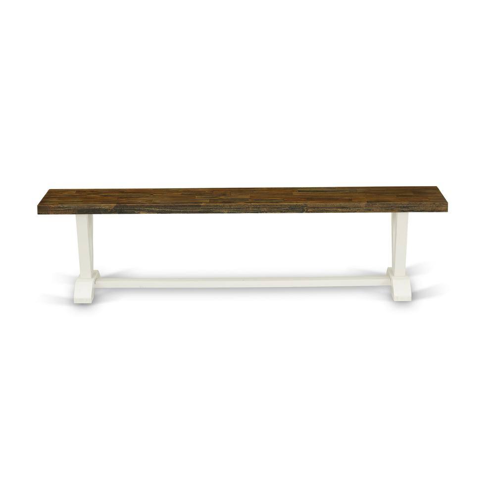 Front. East West Furniture - V-Style Modern Dining Room Bench with Wooden Seat - Brown.
