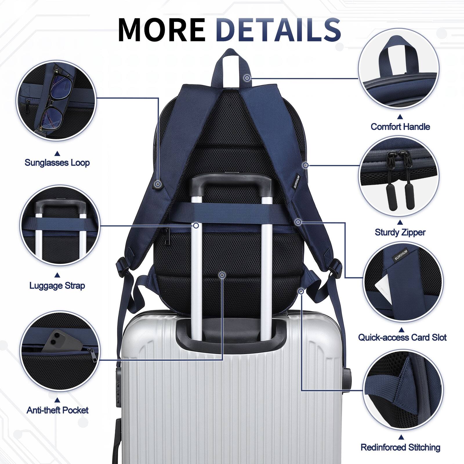 MORE DETAILS

- Comfort Handle
- Sunglasses Loop
- Sturdy Zipper
- Luggage Strap
- Quick-access Card Slot
- Anti-theft Pocket
- Reinforced Stitching