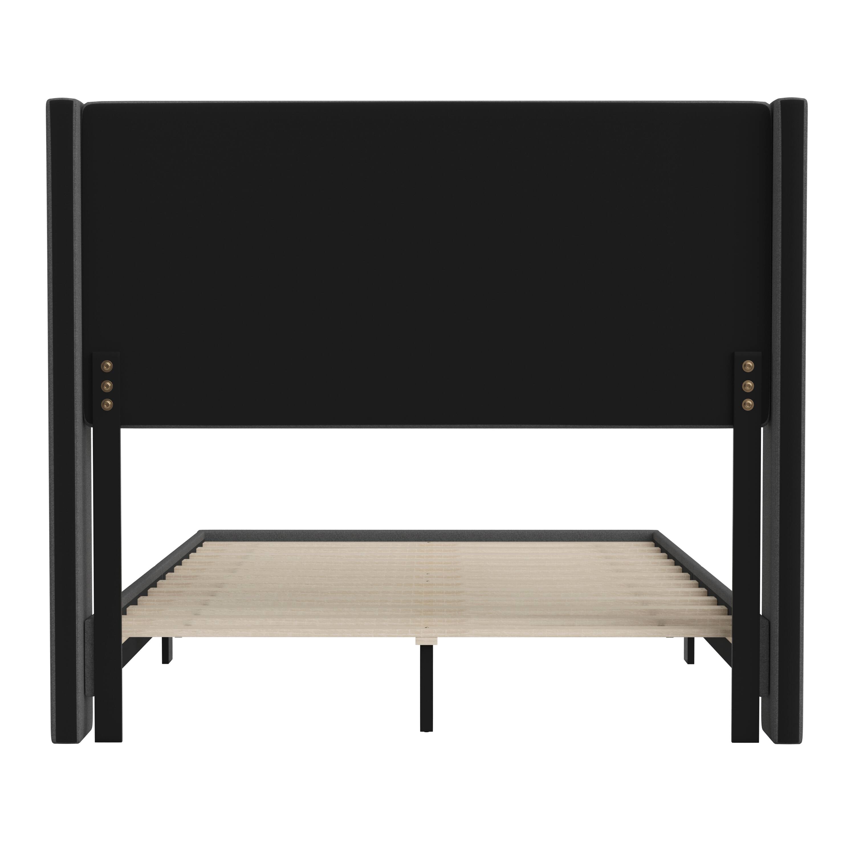 Alt View 7. Emma + Oliver - Upholstered Platform Bed with Wingback Headboard - Charcoal.