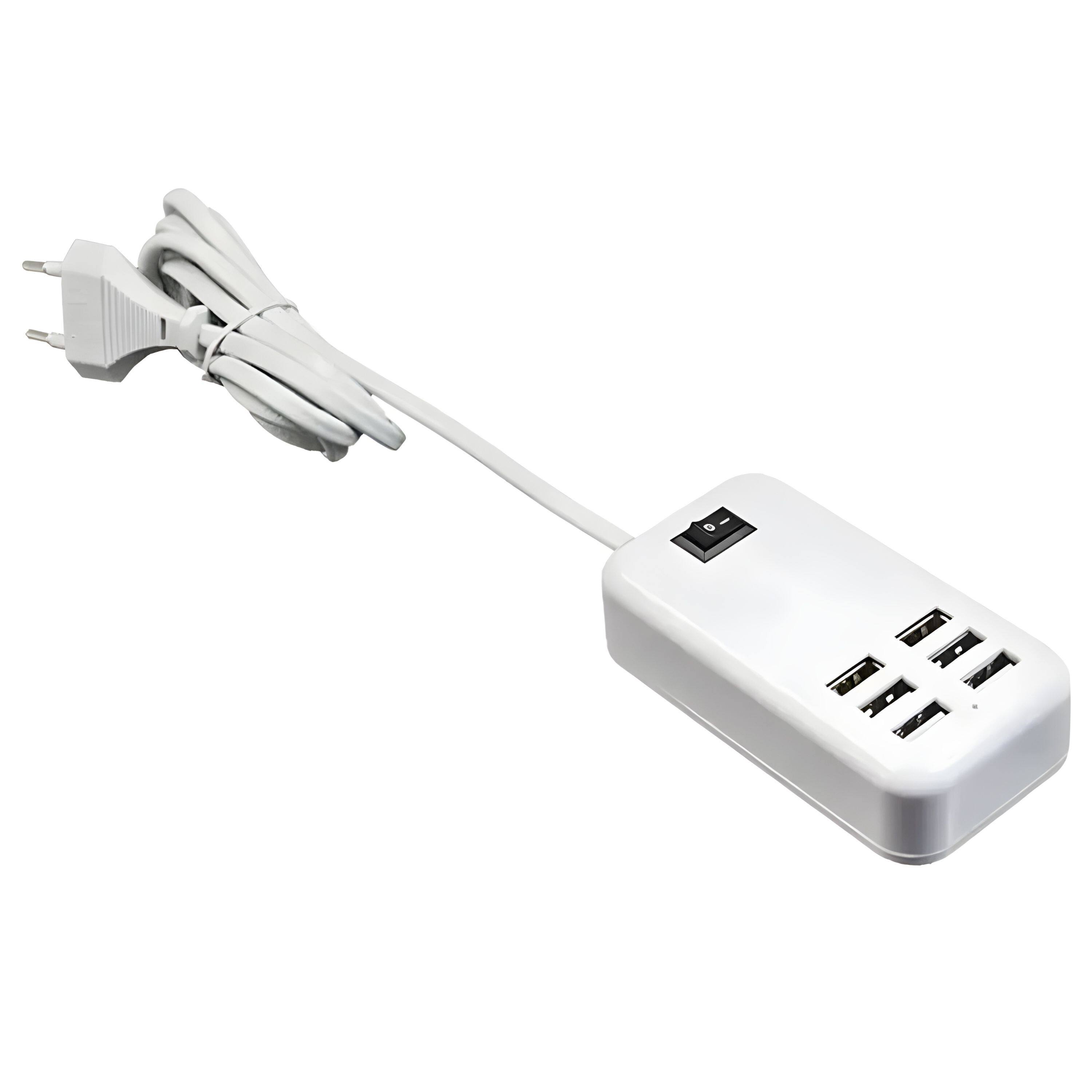 Angle. Kitcheniva - 6‑Port USB Hub Multi‑Function Charger Station - White.