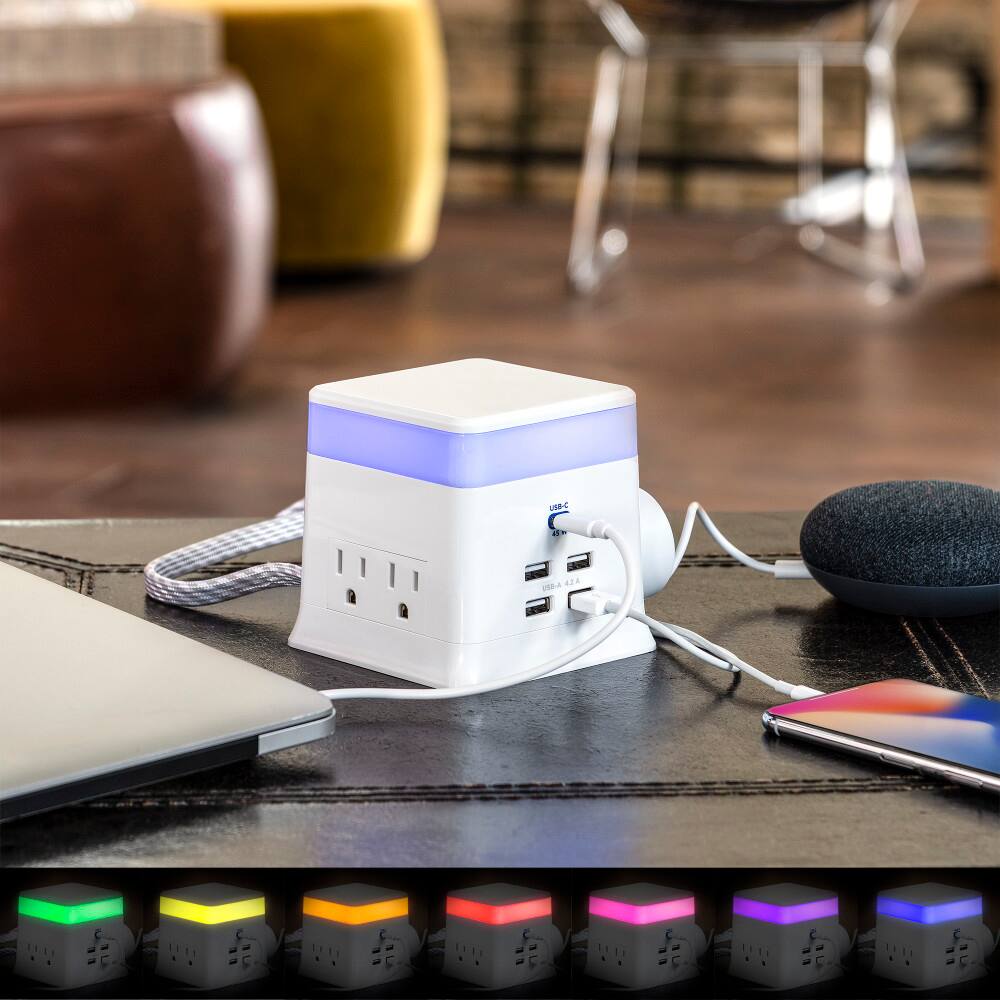 Alt View 5. CyberPower - PS406UCX4 Home Office Surge Protectors - White.