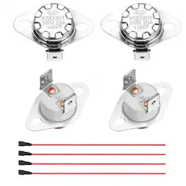 Unique Bargains - 2pcs KSD301 Thermostat 100°C/212°F 25A Normally Closed N.C Adjust Snap Disc Temp Switch with Terminal Wire Ceramic - Silver