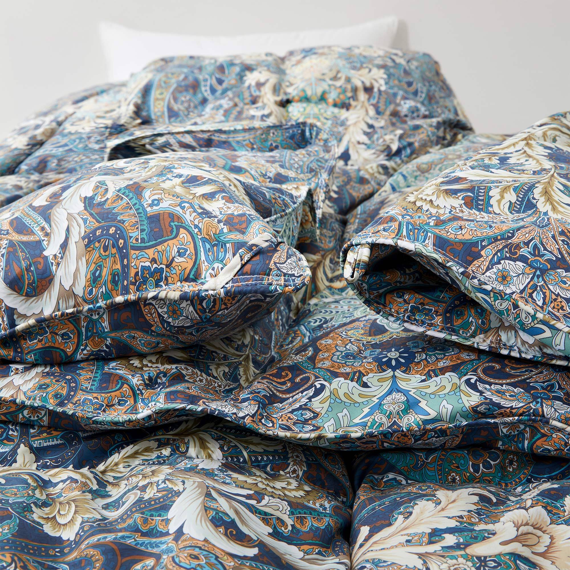 Back. Peace Nest - Peace Nest All Season Paisley Floral Goose Feather Fiber Comforter Duvet Vintage Style, Paisley Floral, California King - Paisley Floral.