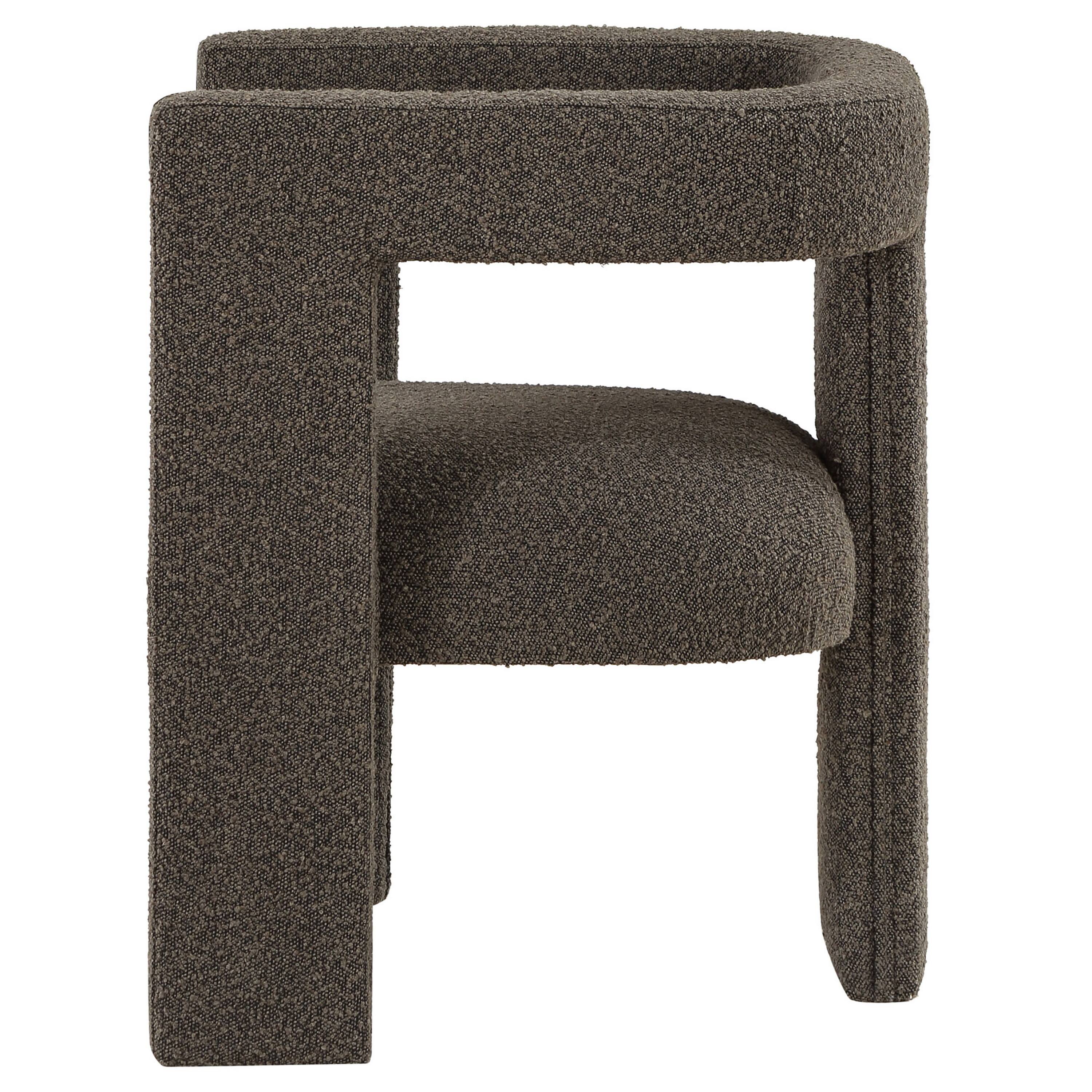 Alt View 3. Manhattan Lane - Hellen Accent Side Chair, Fully Upholstered Chocolate Brown Boucle Fabric - Chocolate Brown.