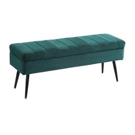 Lumina Wise - Fabric Upholstered Entryway Ottoman Bench - Emerald Green