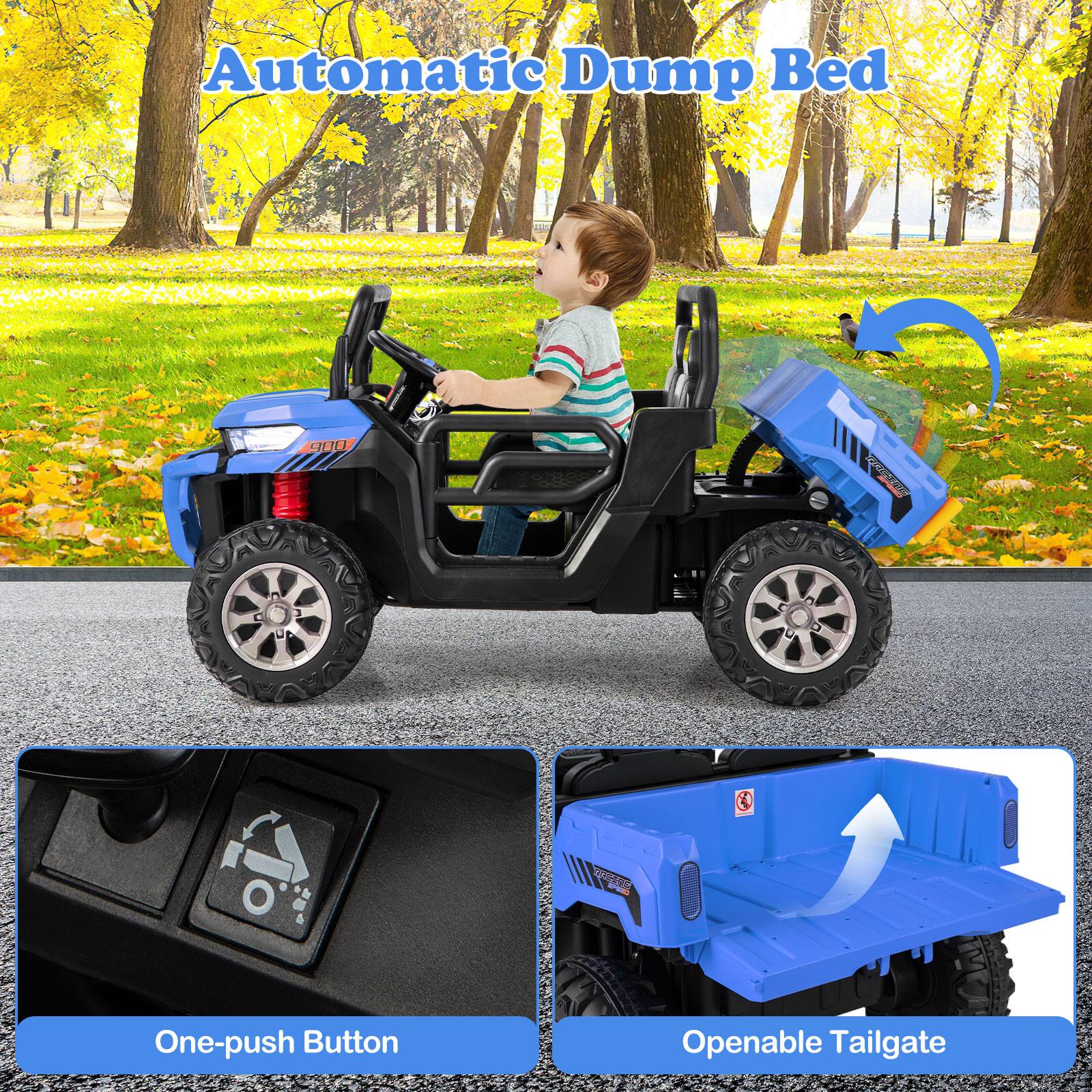 Automatic Dump Bed

One-push Button

Openable Tailgate