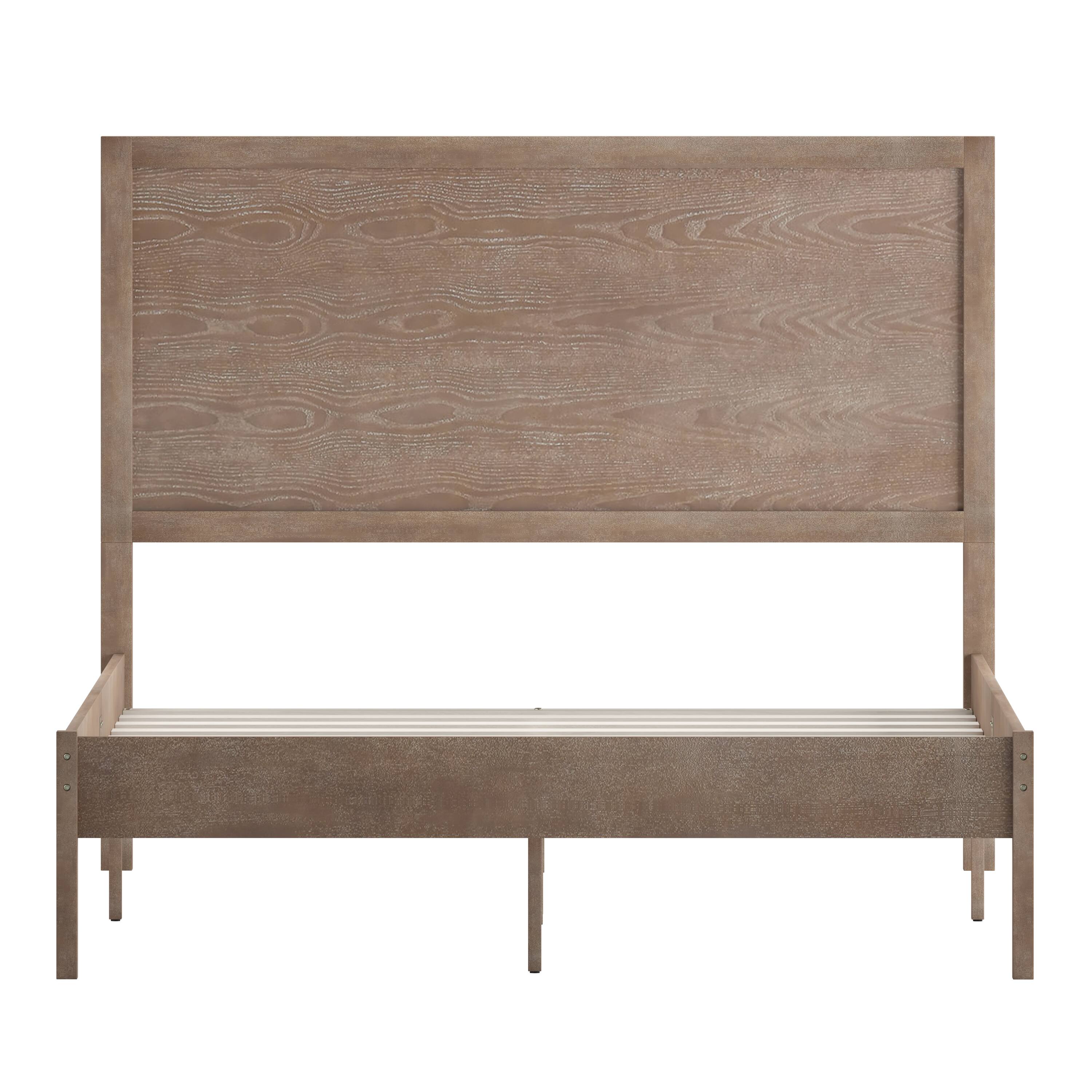 Alt View 9. Emma + Oliver - Ashton Classic Wooden Platform Bed with Headboard - Light Brown.