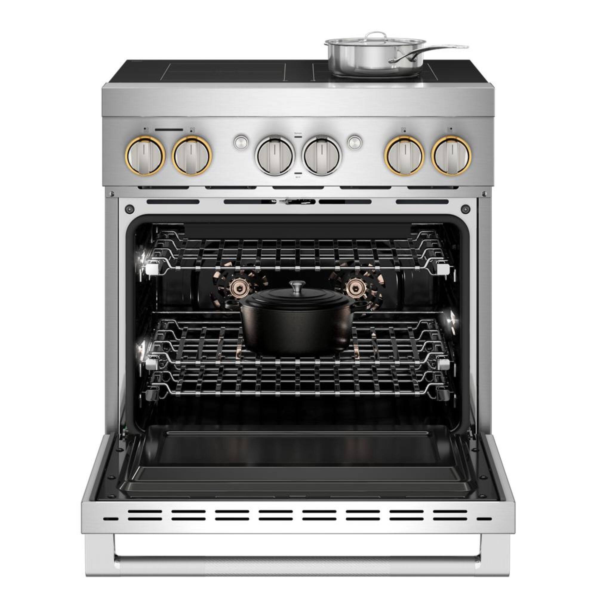Alt View 3. JennAir - RISE 4.1 Cu. Ft. Freestanding Electric Induction Range - Stainless Steel.