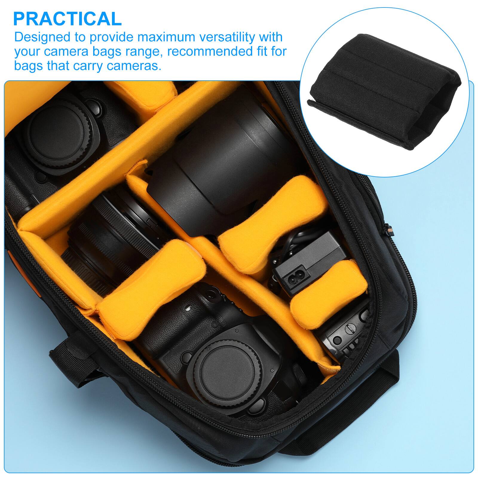 PRACTICAL  
Designed to provide maximum versatility with your camera bags range, recommended fit for bags that carry cameras.