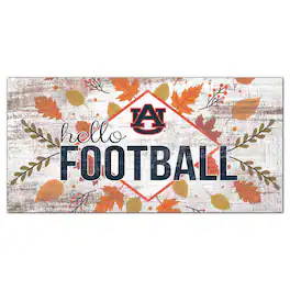 Fan Creations - Auburn Tigers 6'' x 12'' Hello Football Wall Art - White