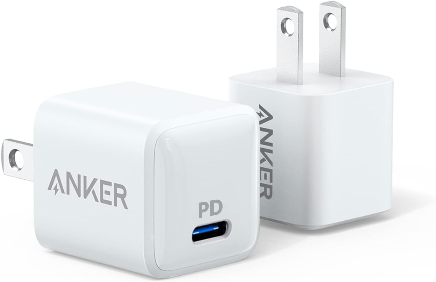 Anker - PowerPort Nano 20W USB Type-C Wall Charger - 2 pack - White