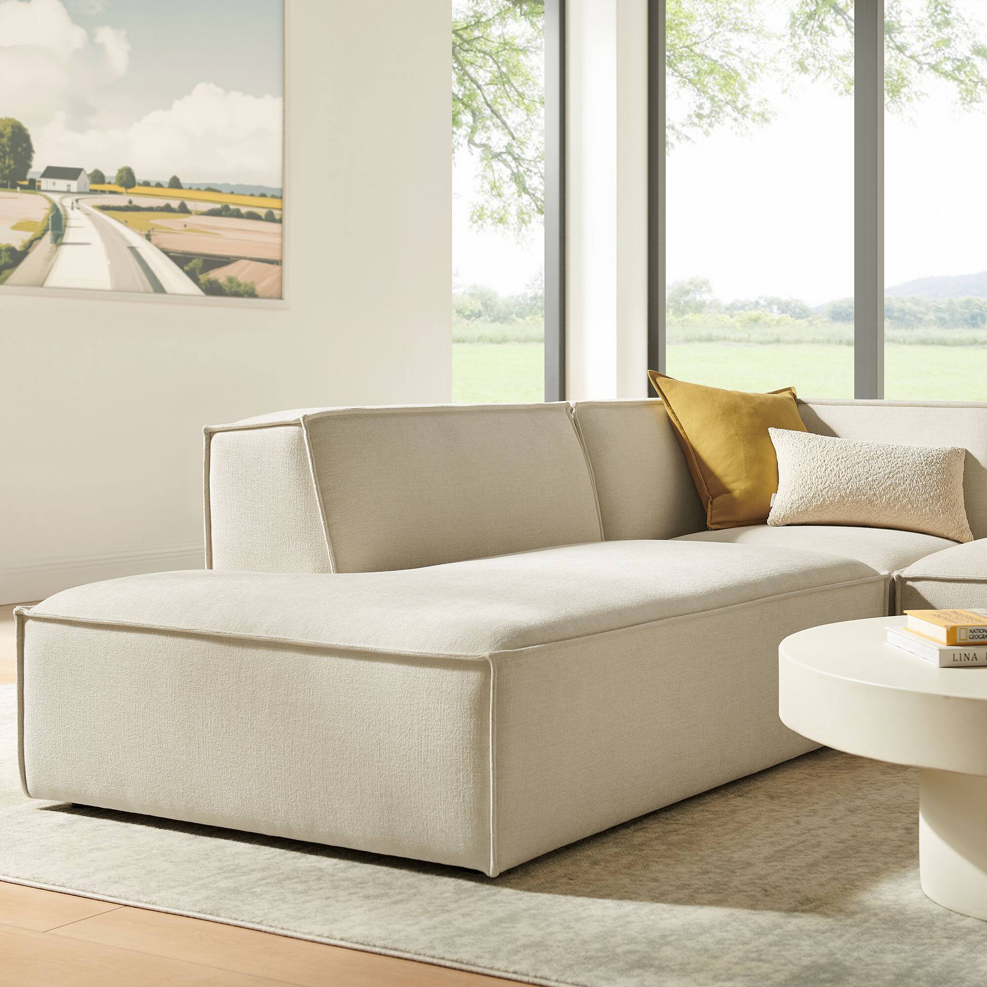 Alt View 10. Modway - Restore 3-Piece Performance Fabric Upholstered Modular L-Shaped Sectional Sofa by Modway - Ecru.