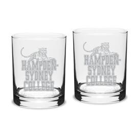 Jardine - Hampden-Sydney College Tigers 14oz. Classic Double Old Fashion Glass Set - Multicolor