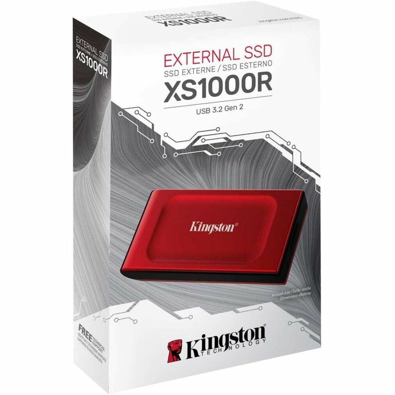 EXTERNAL SSD XS1000R  
SSD EXTERNE / SSD ESTERNO  
USB 3.2 Gen 2  
Kingston®  
FREE TECH  
Actual size / Taille réelle / Dimensioni effettive  
Kingston TECHNOLOGY
