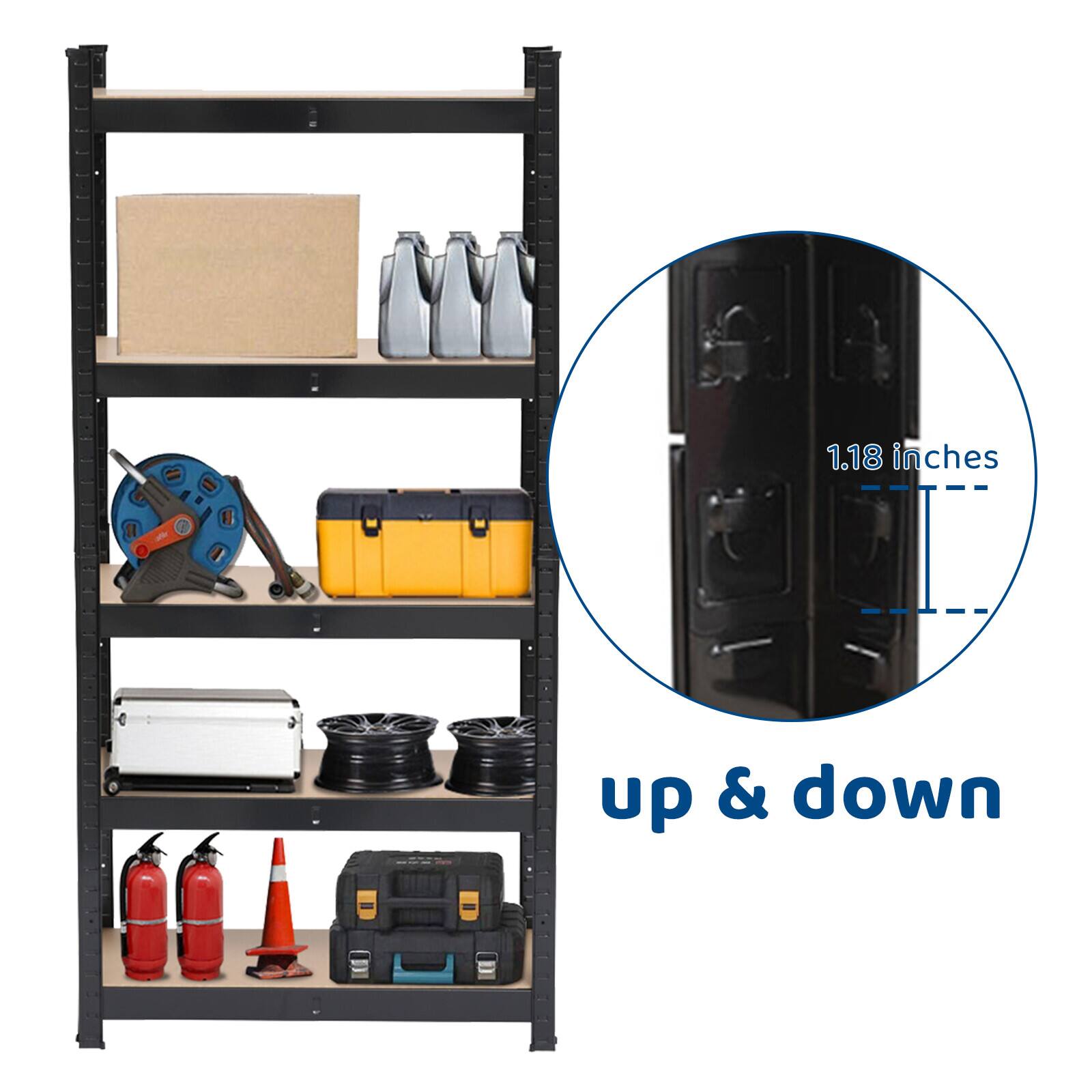 Alt View 2. Winado - 59" x 27" x 12" Adjustable 5-Tier Shelf Garage MDF Boards Shelving Unit Rack Storage Oragnizer Capacity Per Tier 331LBS - Black.