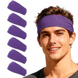 Unique Bargains - Sport Headbands for Men & Women, Stretchy Sweatband Absorbent Headbands, 6pcs - For Yoga/Sports/Running/Fitness/Cycling - Deep Purple