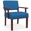Front. Costway - Mid-Century Linen Accent Chair Living Room Chair with Soft Padded Seat & Backrest - Blue.