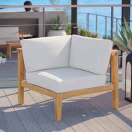 Bayport Outdoor Patio Teak Wood Corner Chair by Modway - Natural White