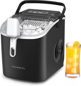Crownful - Countertop Ice Maker, Self-Cleaning Portable Ice Machine, 26 lbs/24H, 9 Cubes in 6 Mins, Scoop & Basket - Black