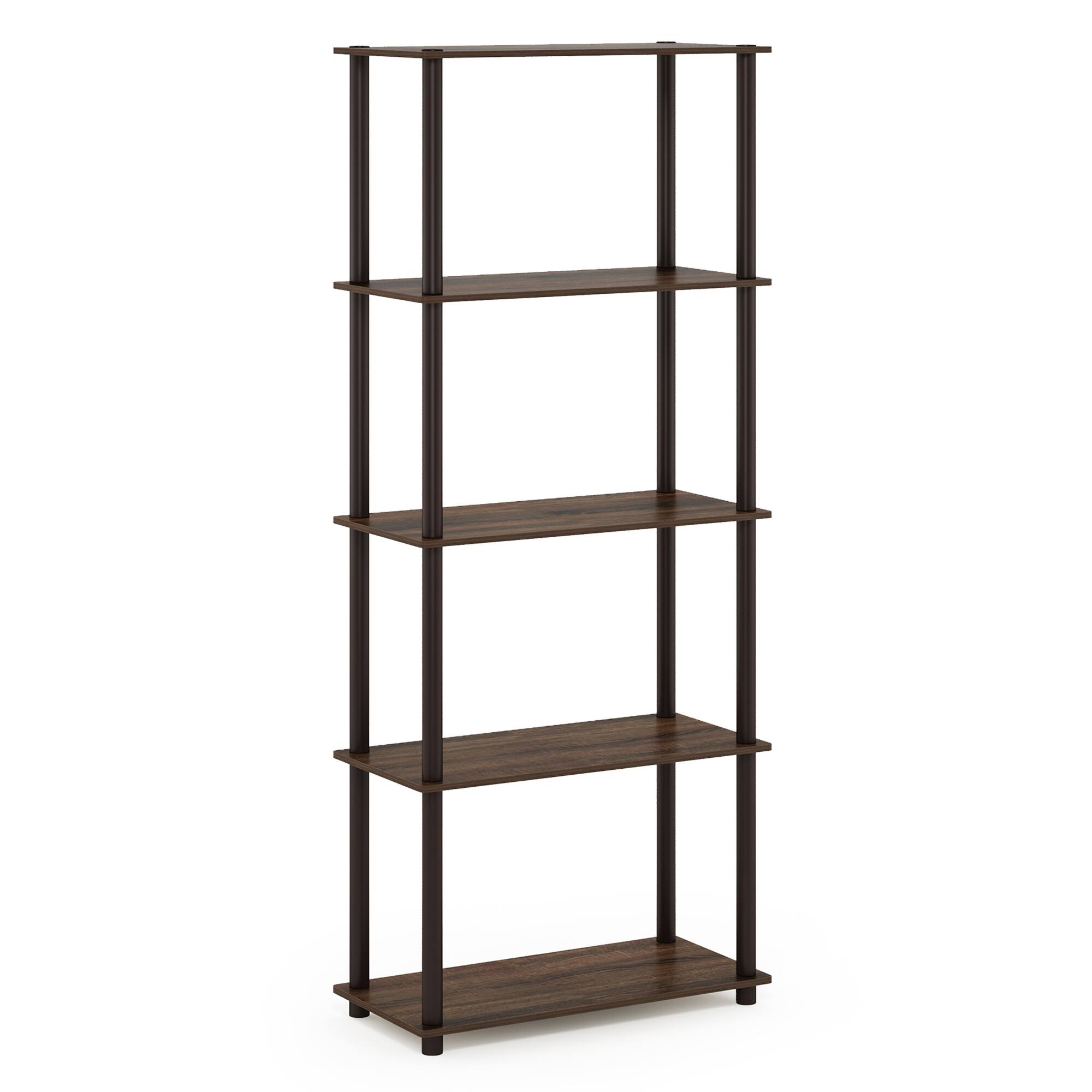 Alt View 8. HOMLUX - 5-Tier 57.4" Open Shelf Bookcase Compact Storage Bookshelf for Living Room Bedroom Office Walnut & Brown - Walnut.