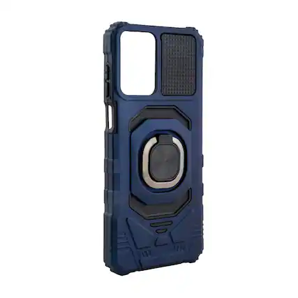 Front. Reiko - Kickstand Ring Holder Tpu Shockproof Case For Motorola Moto G Play 5G (2024) In Blue - Blue.