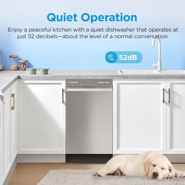 Quiet Operation

Enjoy a peaceful kitchen with a quiet dishwasher that operates at just 52 decibels—about the level of a normal conversation.

52dB