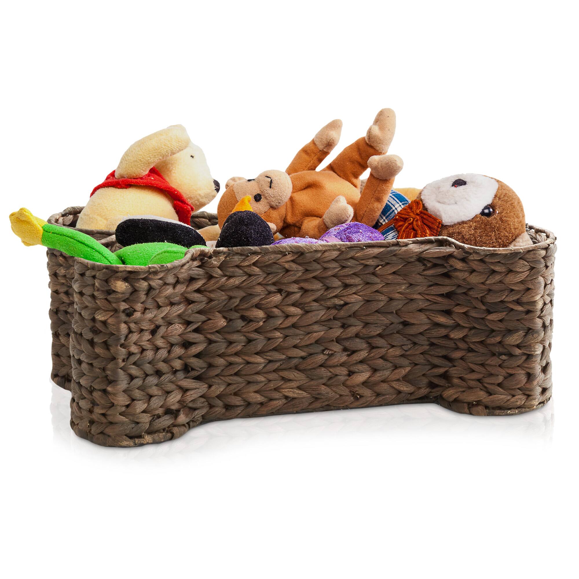 Alt View 5. Casafield - Dog Bone Shaped Storage Basket Organizer Bin for Pet Toys - Espresso.