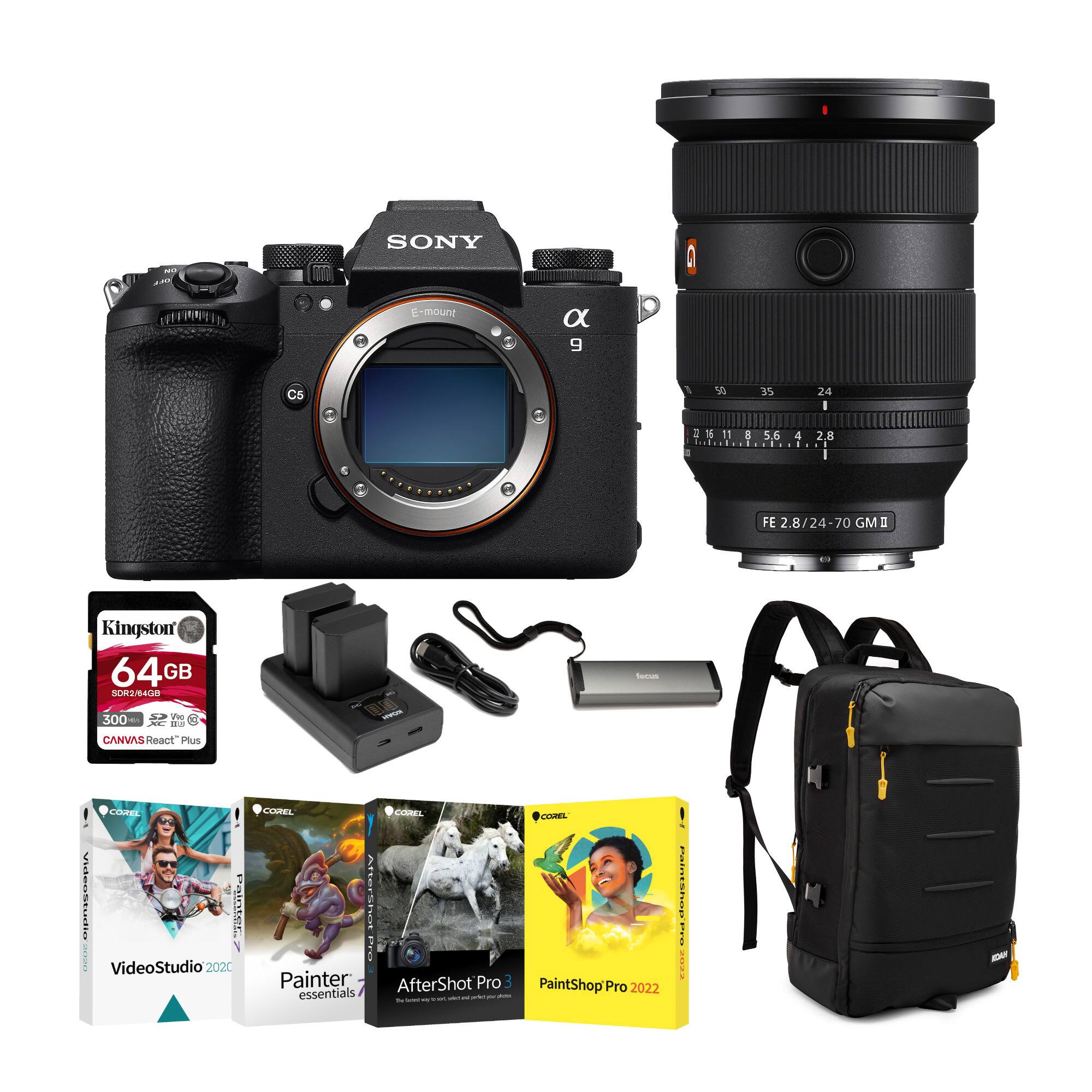 SONY α9 E-mount  
FE 2.8/24-70 GM  
Kingstor 64GB SURREN 300 Te -- wan -c CANVAS Heact Plus  
Corel VideoStudio 2020  
Corel Painter AfterShot Pro 3 essentials  
Corel Painter AfterShot Pro 3  
Corel PaintShop Pro 2022