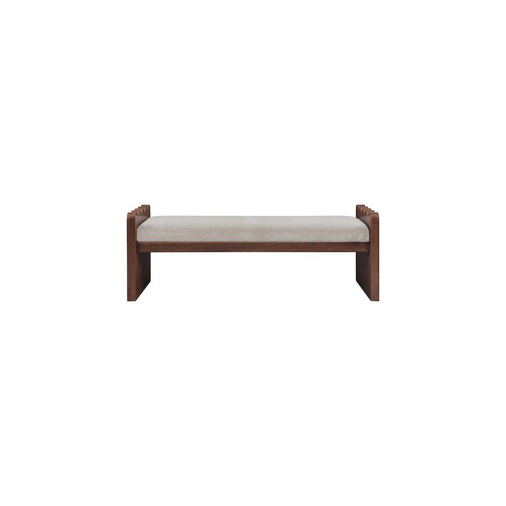 Alt View 2. Meridian Furniture - Sonia Beige Velour Fur Fabric Bench - Beige.