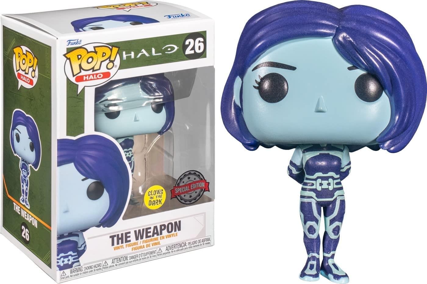 Funko POP! HALO 26  
THE WEAPON  
SPECIAL EDITION  
GLOWS IN THE DARK  

VINYL FIGURE / FIGURINE EN VINYLE  
ADVERTENCIA: PEUGRO DE ASFIXIA / ATTENTION: DANGER DE TOUFFEMENT / WARNING: CHOKING HAZARD