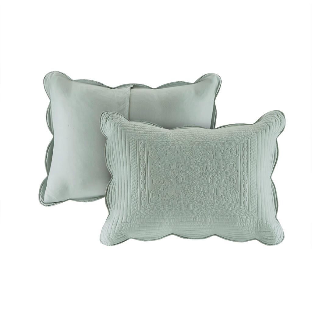 Alt View 4. Gracie Mills - Gracie Mills Salvatore 3-Piece Reversible Country-Inspired Scalloped Edge Quilt Set - Seafoam.