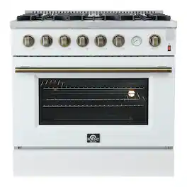 Forno Appliances - Marco 5.36 Cu. Ft. Freestanding Gas Convection Range with Hidden Bake Element - White