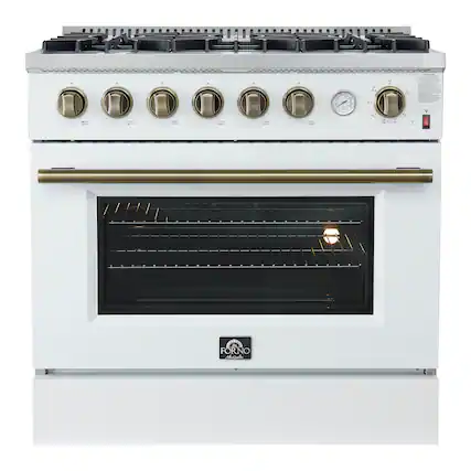 Front. Forno Appliances - Marco 5.36 Cu. Ft. Freestanding Gas Convection Range with Hidden Bake Element - White.