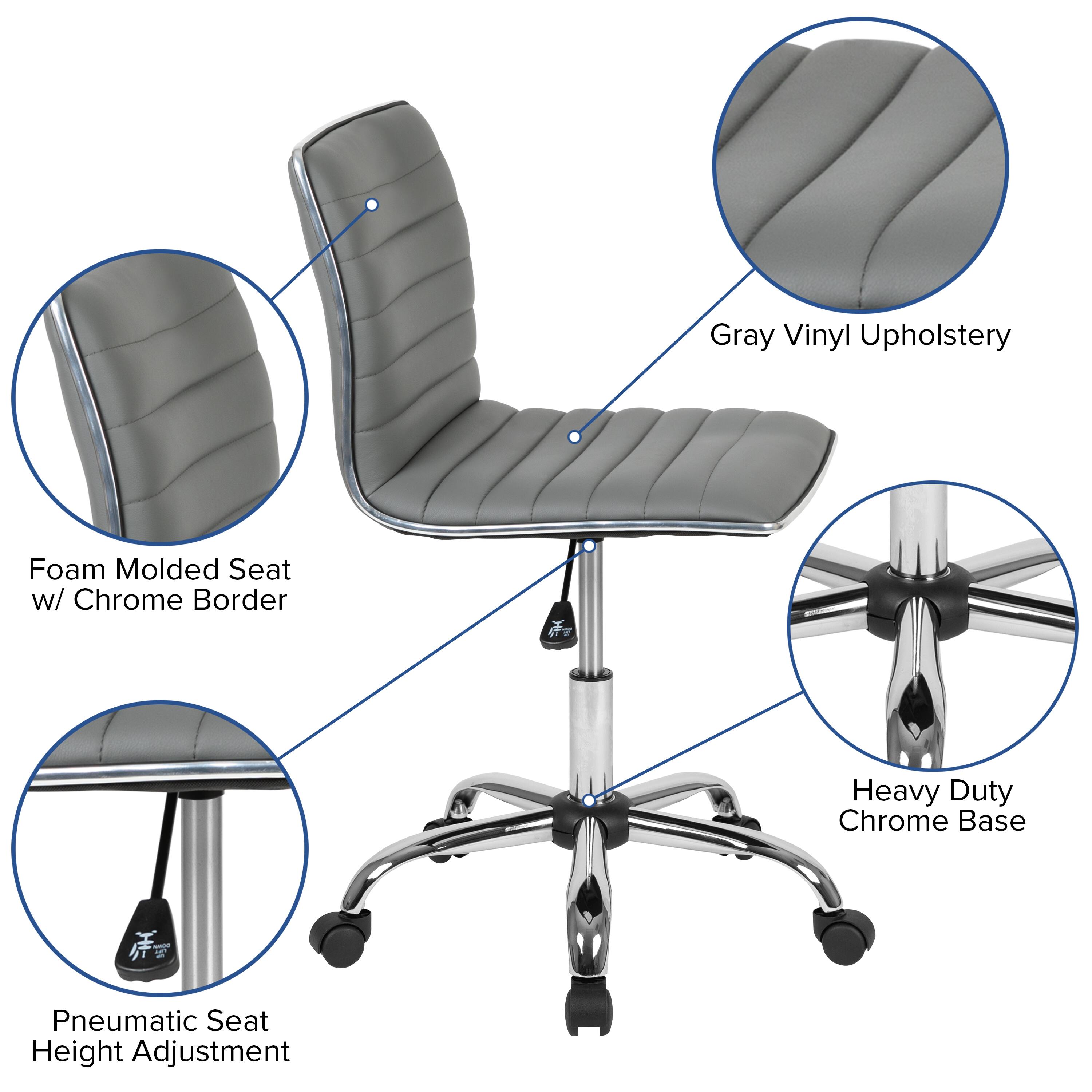 Emma + Oliver Low Back Designer Armless Ribbed Swivel Task Office Chair ...