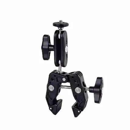 Front. Cluzine - Super Clamp Camera Mount with Magic Arm, 360° Rotating Holder for Action Cameras, Phones, and Lights.