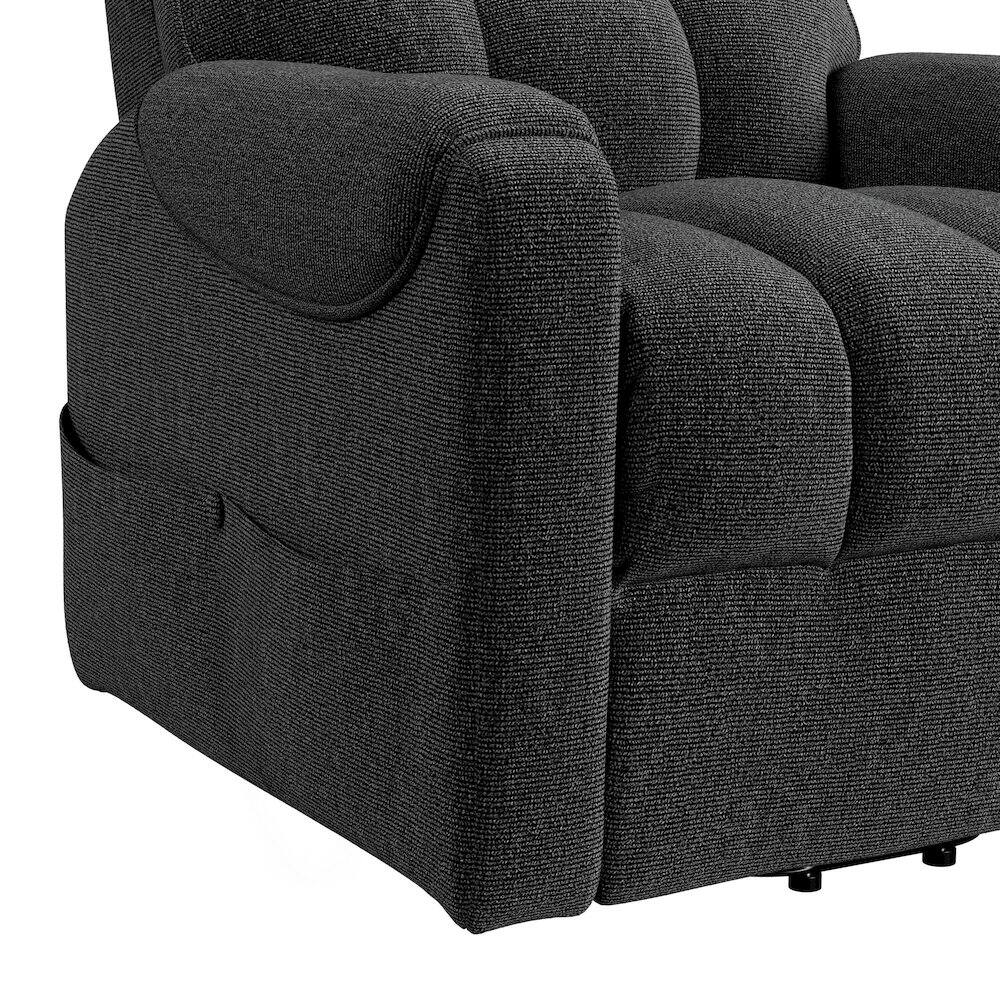 Angle. Picket House Furnishings - Parker Power Lift Chair in Sahara Black - Black.